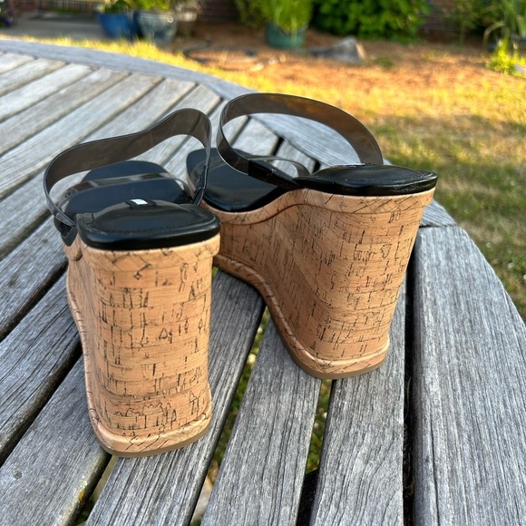 New Nine West Rapps size 8.5 Black Cork‎ Wedge Chunky Sandals y2k summer jelly - Picture 5 of 7